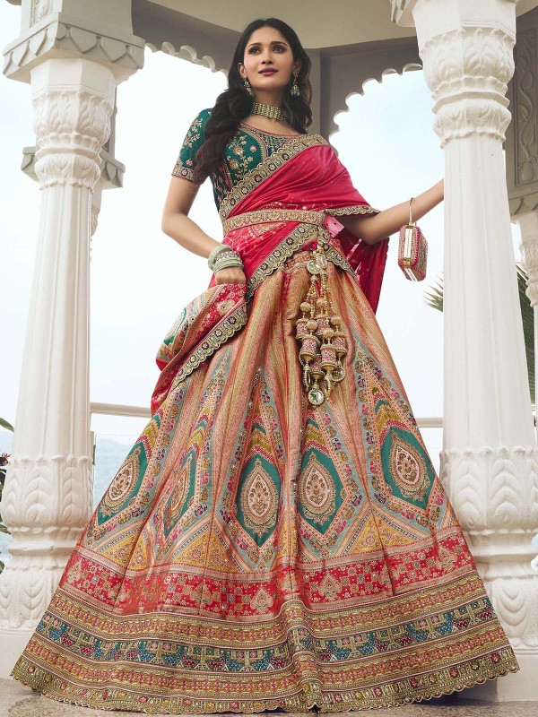 Multicolor Banarasi Silk Lehenga Choli